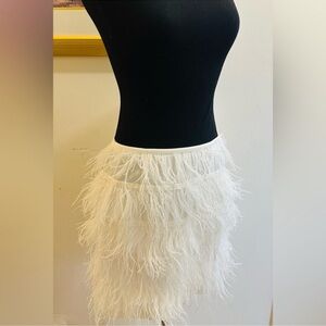 NWT LUCY PARIS White Feather Mini Skirt size M Small to Medium